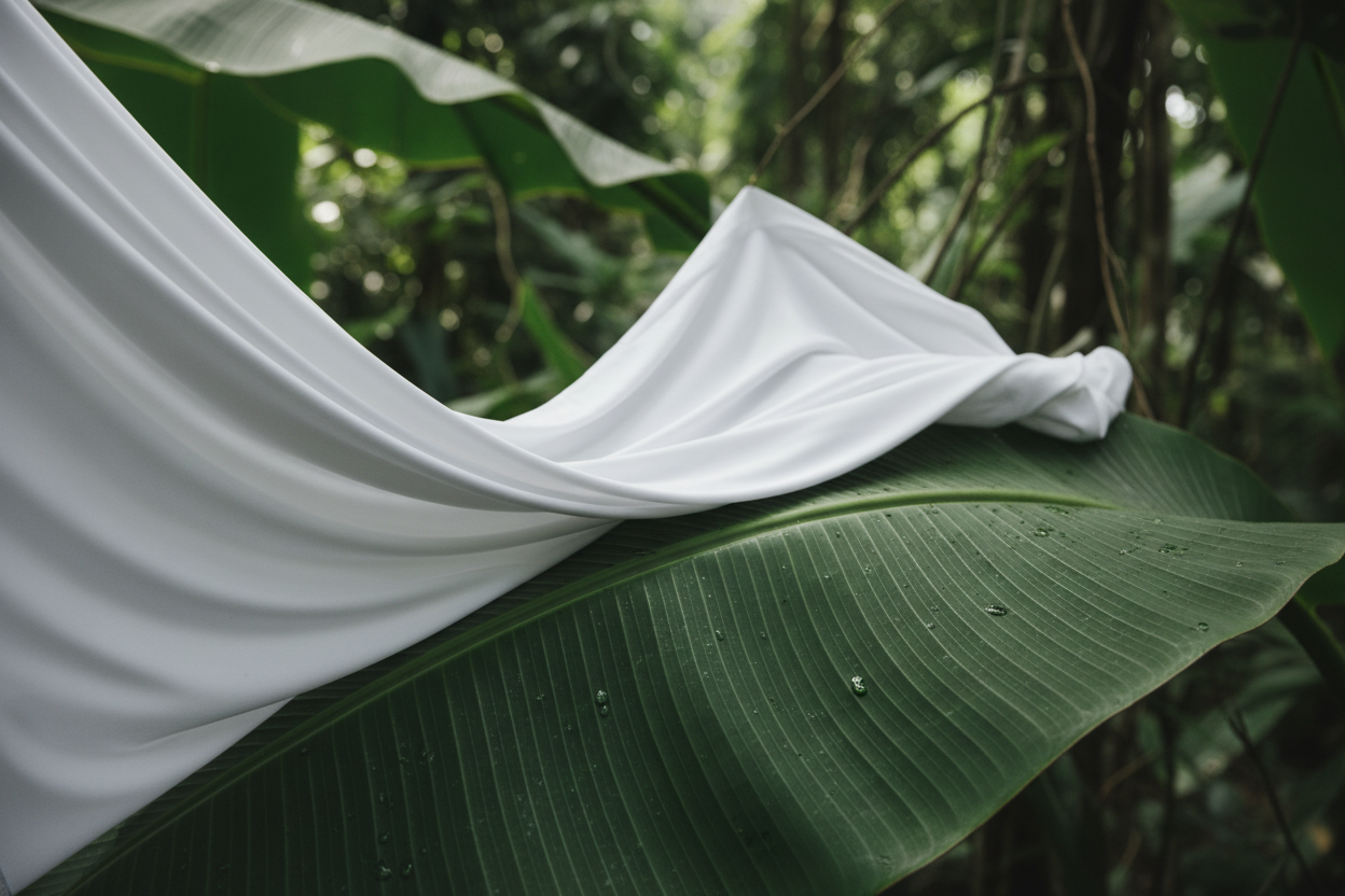 la tela cayendo suavemente sobre una hoja